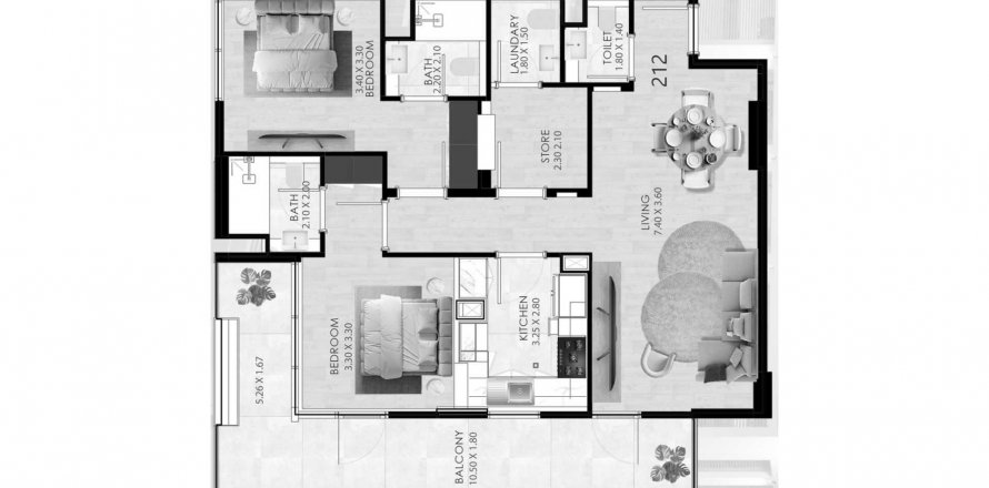 Apartament în International City, Dubai, EAU 2 dormitoare, 123.4 mp. №641767