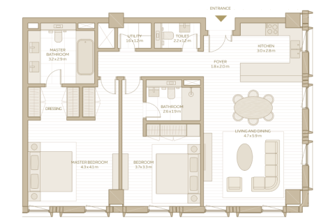 Apartman u Dubai, UAE 1 spavaća soba, 64 m2 Br. 689797 - fotografija 6