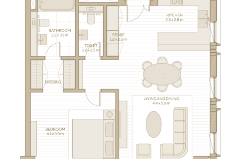 Apartman u Dubai, UAE 1 spavaća soba, 64 m2 Br. 689797 - fotografija 5