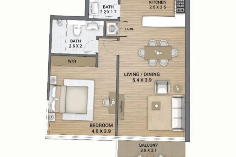 Apartmen di Dubai, UAE 1 bilik tidur, 79 meter persegi № 690240 - foto 6