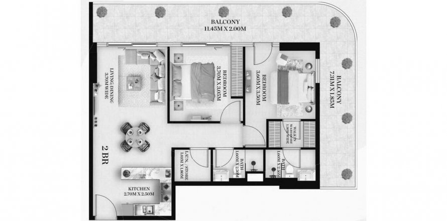 Apartment in Chapter 01 in International City, Dubai, UAE 2 bedrooms, 123.89 sq.m. № 634330