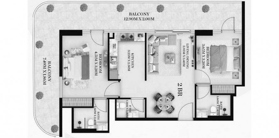 Apartment in Chapter 01 in International City, Dubai, UAE 2 bedrooms, 120.87 sq.m. № 634329