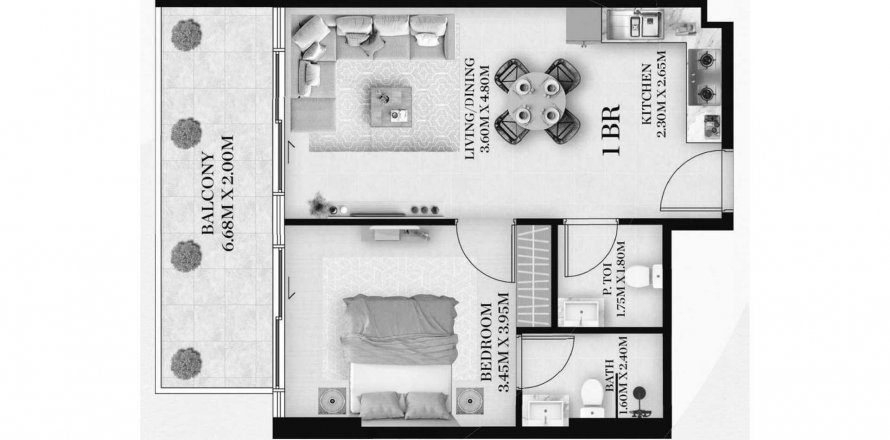 Apartament në Chapter 01 në International City, Dubai, Emiratet e Bashkuara Arabe 1 dhomë gjumi, 65.92 m2. № 634327