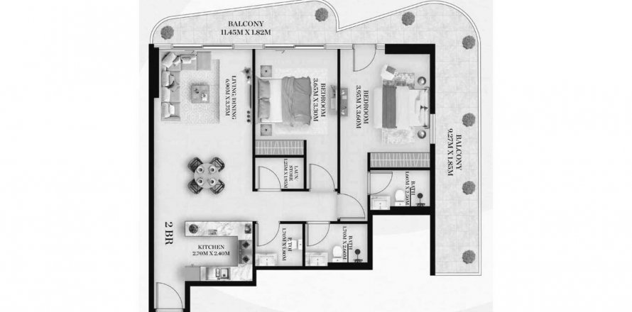 Apartament në Chapter 01 në International City, Dubai, Emiratet e Bashkuara Arabe 2 dhoma gjumi, 133.81 m2. № 634328