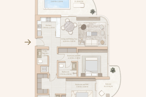 Apartament de vânzare în Dubai, EAU 1 dormitor, 76 mp.  №689950 - poză 8