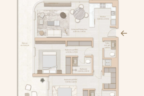 Apartament de vânzare în Dubai, EAU 1 dormitor, 76 mp.  №689950 - poză 6