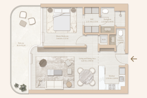 Apartament de vânzare în Dubai, EAU 1 dormitor, 76 mp.  №689950 - poză 5