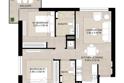 Lägenhet till försäljning i Town Square, Dubai, UAE 1 sovrum Nr. 689951 - fotografi 5