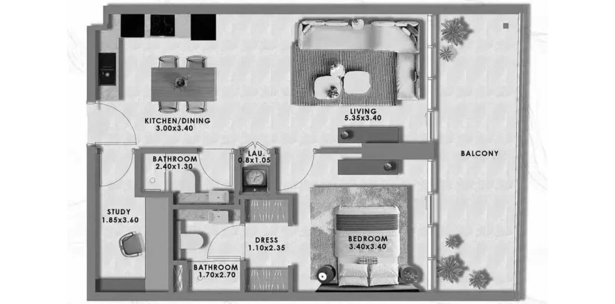 Dubai Production City (IMPZ)、Dubai、UAEにあるマンション 1ベッドルーム、80.74 m2 No702821