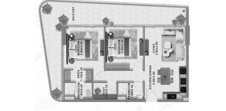 Lägenhet i Dubai Production City (IMPZ), Dubai, UAE 2 sovrum, 121.14 kvm Nr. 702831