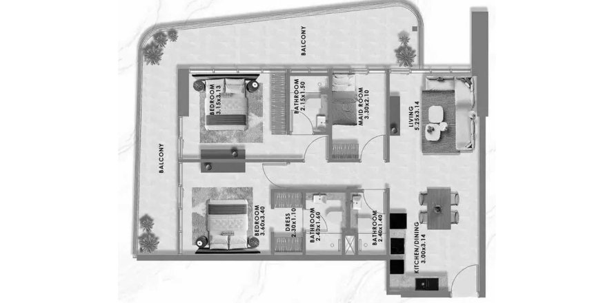 Apartament w Dubai Production City (IMPZ), Dubai, ZEA 2 sypialnie, 118.6 mkw. nr 702829