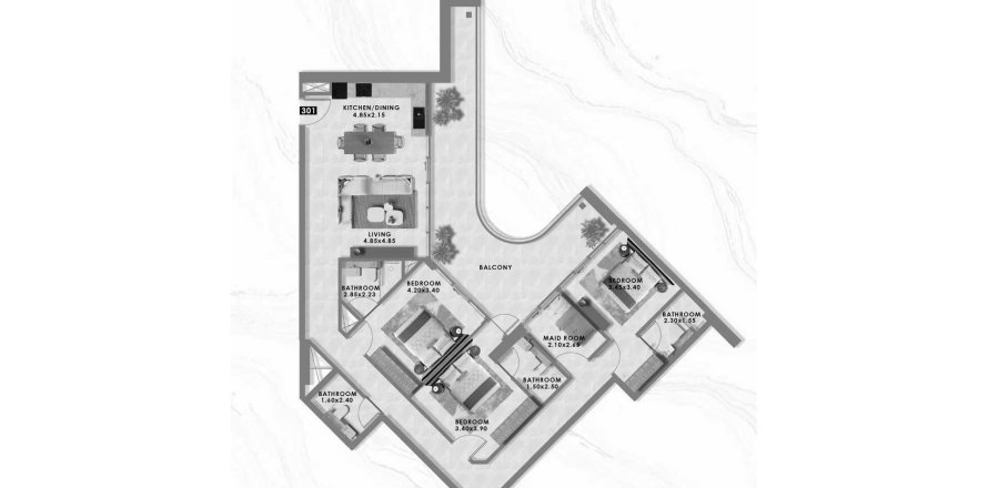 Apartmán v Floarea Lakes v Dubai Production City (IMPZ), SAE 3 spálne, 166.51 m2 č. 702832