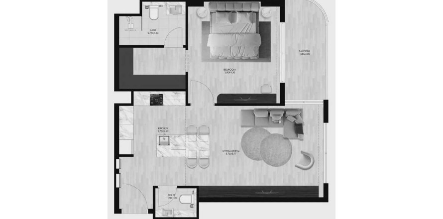 Korter asukohaga Coral by Vision asukohaga Al Satwa, Dubai, AÜE: 1 magamistoaga, 72.69 m² Nr 709199