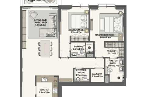 Apartemen di Dubai, UEA 1 kamar tidur, 139 m2 nomor 690122 - foto 4