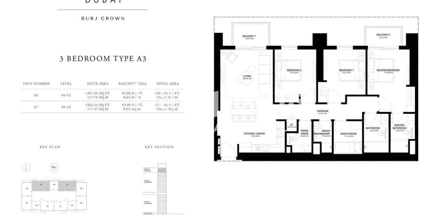 Квартира в Даунтаун Дубай (Даунтаун Бурдж Дубай), Дубай, ОАЭ 3 спальни, 125.976м2 № 651319