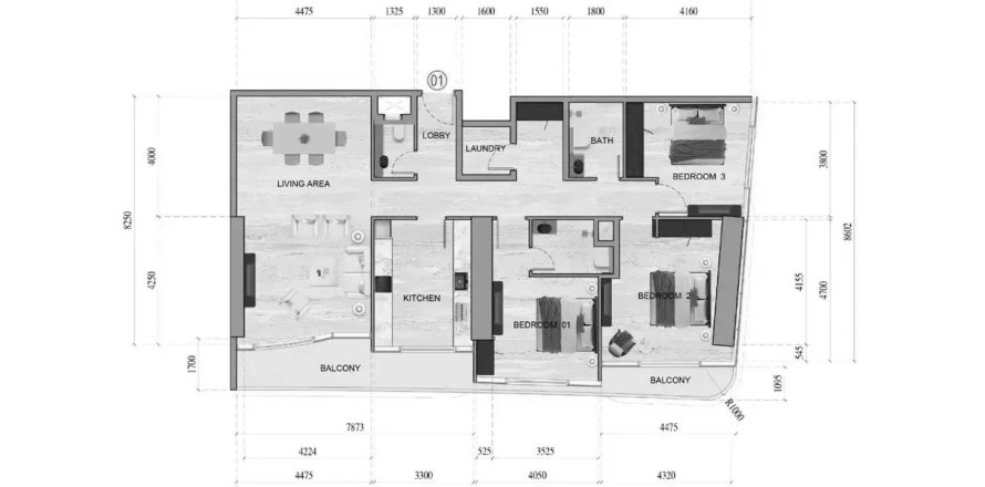 Apartment i Al Khan, Sharjah, UAE 3 soveværelser, 166.36 kvm № 717500