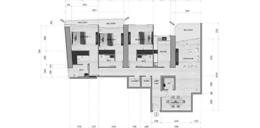 Appartement in Al Khan, Sharjah, VAE 3 slaapkamers, 193.37 vr.m. nr 717499