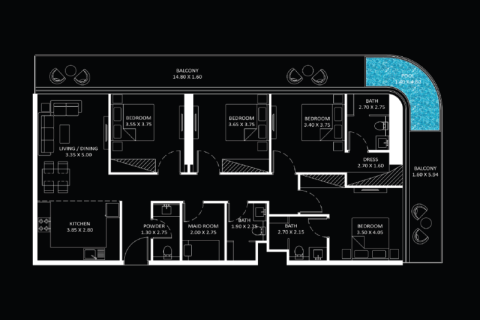 Apartemen di Business Bay, Dubai, UEA 1 ruangan, 35 m2 nomor 690093 - foto 13