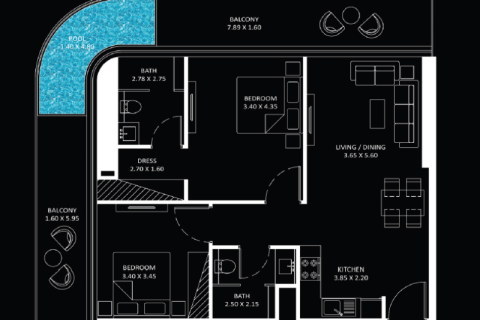 Apartemen di Business Bay, Dubai, UEA 1 ruangan, 35 m2 nomor 690093 - foto 11