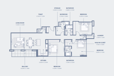 Apartment sa Al Furjan, Dubai, UAE 1 silid-tulugan, 72 sq.m. № 690095 - larawan 7