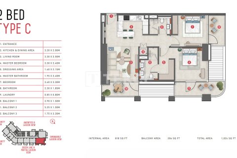 Apartemen di Meydan, Dubai, UEA 2 kamar tidur, 88 m2 nomor 707703 - foto 28
