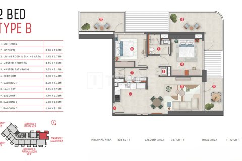 Apartemen di Meydan, Dubai, UEA 2 kamar tidur, 88 m2 nomor 707703 - foto 27