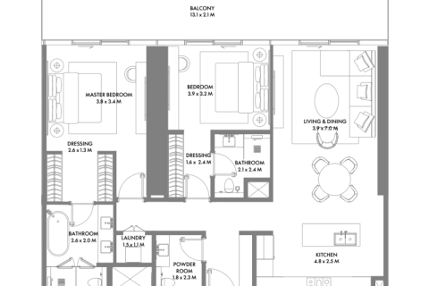 Пәтер Dubai Harbour, Дубай, БАӘ-да 1 жатын бөлме, 101 м² № 689984 - фото 5