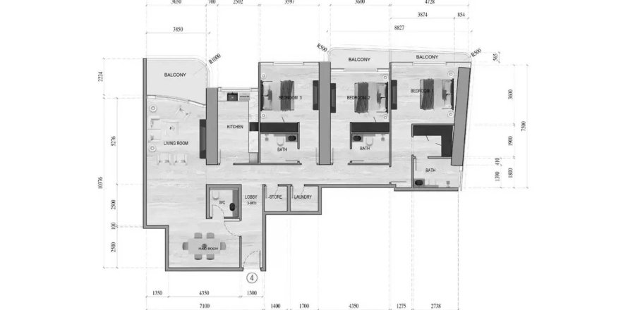 Квартира в Al Ghaf Tower в Аль-Хан, Шарджа, ОАЭ 4 комнаты, 177.47м2 № 717498