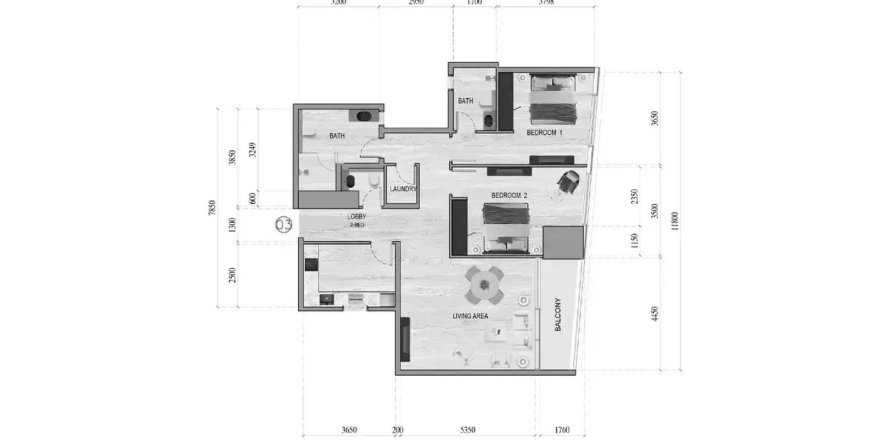 Квартира в Al Ghaf Tower в Аль-Хан, Шарджа, ОАЭ 3 комнаты, 118.7м2 № 717495