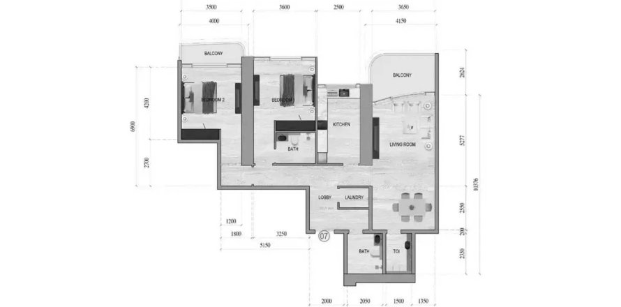 Apartment i Al Khan, Sharjah, UAE 2 soveværelser, 137.1 kvm № 717497