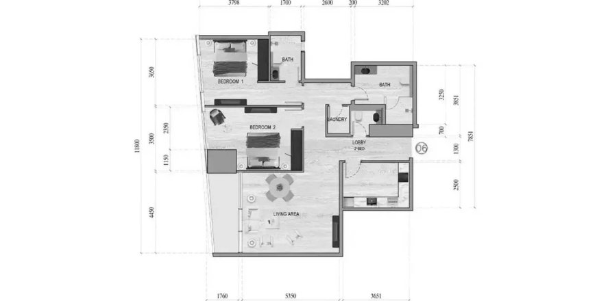 Apartment i Al Khan, Sharjah, UAE 2 soveværelser, 118.35 kvm № 717494