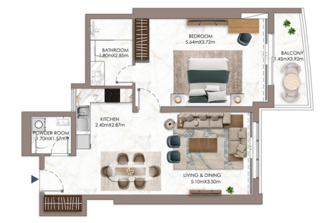 Apartament de vânzare în Ajman, EAU 1 dormitor, 101 mp.  №690125 - poză 3