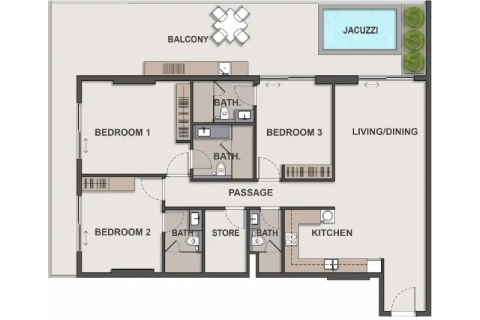 Apartman u gradu Arjan, Dubai, UAE 1 spavaća soba, 69 m2 Br. 732468 - Slika 7