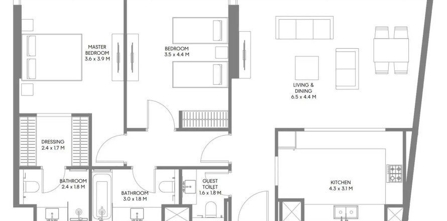 Пәтер The Gate 5, Muwaileh Commercial, Шарджа, БАӘ-да 2 жатын бөлмелер, 109.53 м² № 713778