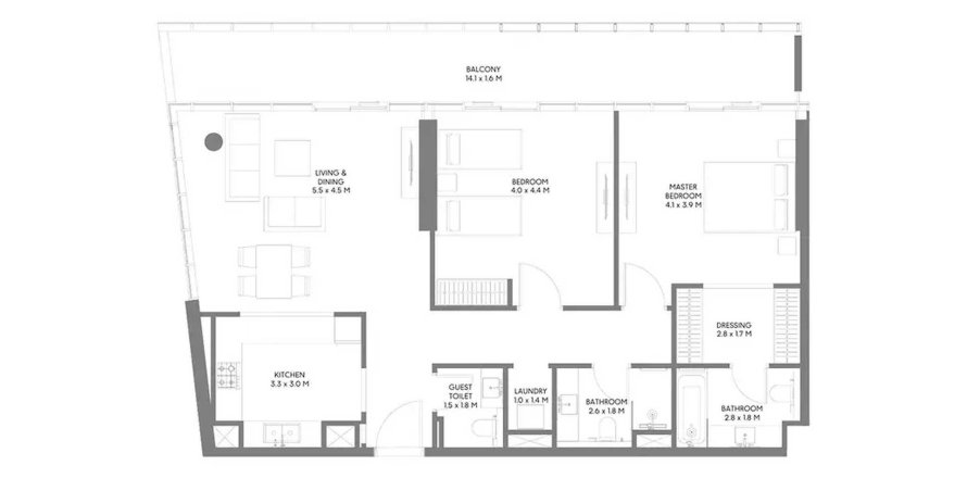 Dzīvoklis The Gate 5 Muwaileh Commercial, Sharjahjā, AAE 2 istabas, 132.2 m2 Nr. 713777