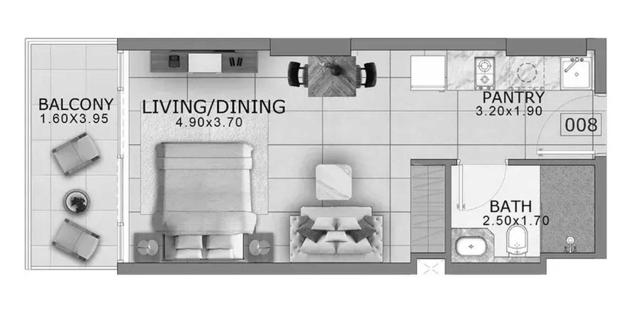 Dubai Land、Dubai、UAEにあるマンション 1部屋、38.37 m2 No712076