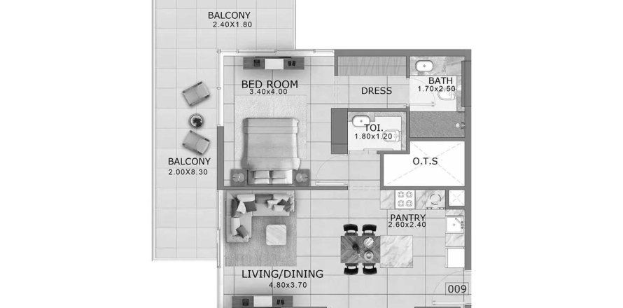 Dubai Land、Dubai、UAEにあるマンション 1ベッドルーム、77.3 m2 No712077