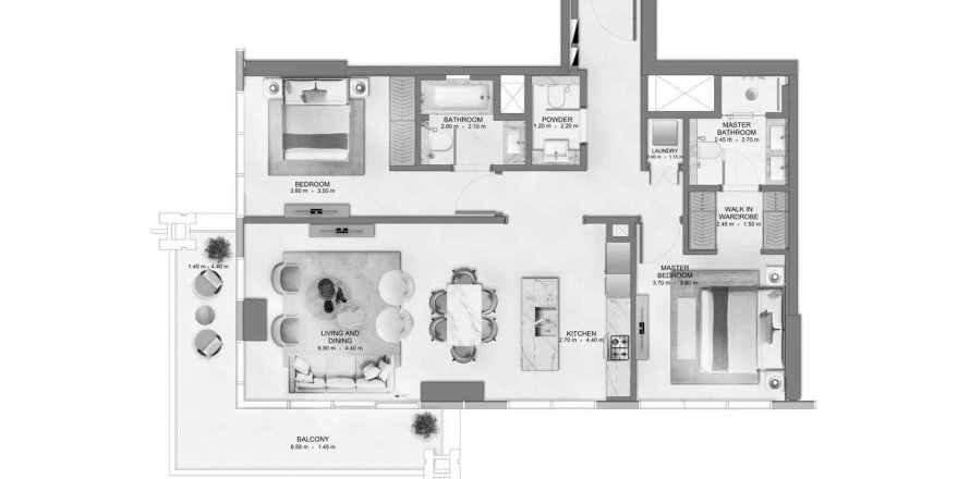 Apartment i DIFC, Dubai, UAE 2 soveværelser, 135.64 kvm № 721066