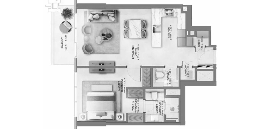Apartment i DIFC, Dubai, UAE 1 soveværelse, 78.6 kvm № 721065