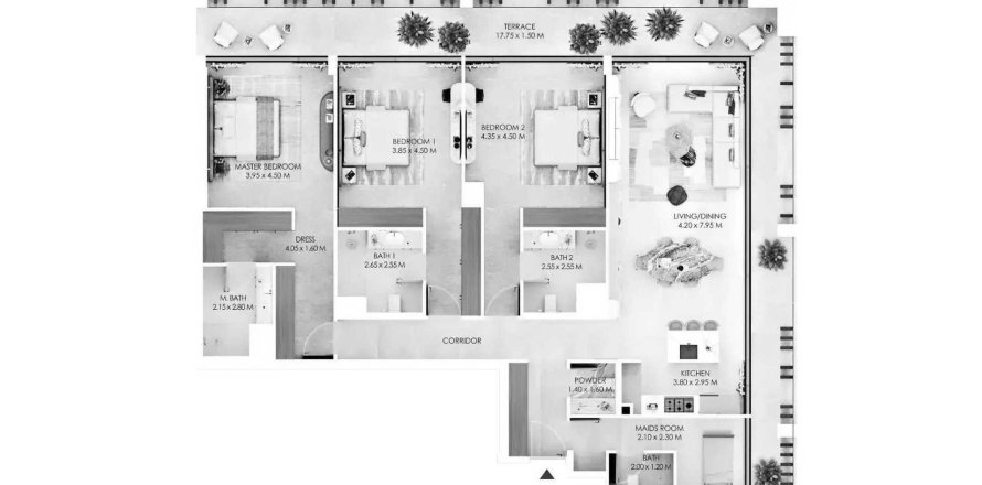 آپارتمان در Meydan Avenue، Dubai ، امارات متحده عربی 3 خوابه ، 218.04 متر مربع.  شماره 714483