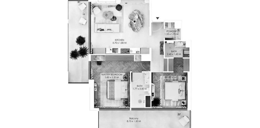 Apartament në Rabdan Square në Meydan Avenue, Dubai, Emiratet e Bashkuara Arabe 2 dhoma gjumi, 116.04 m2. № 714480
