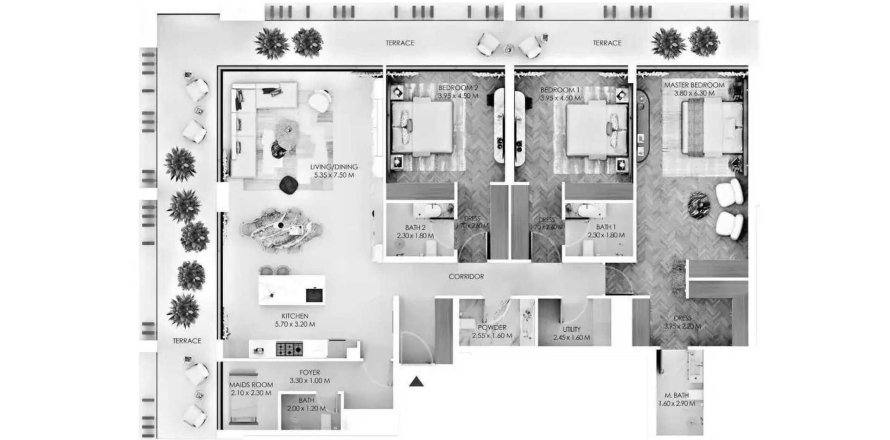 آپارتمان در Meydan Avenue، Dubai ، امارات متحده عربی 3 خوابه ، 252.05 متر مربع.  شماره 714484