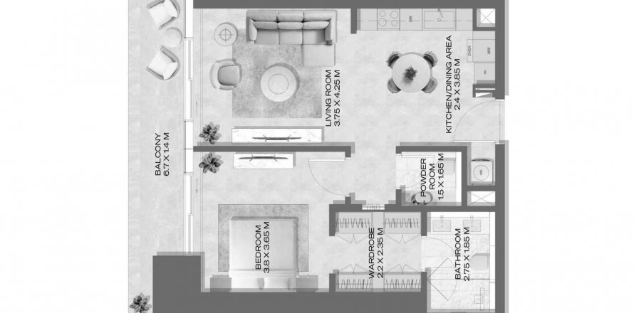 Apartment in DWTN Residences in Business Bay, Dubai, UAE 1 bedroom, 84.91 sq.m. № 630620