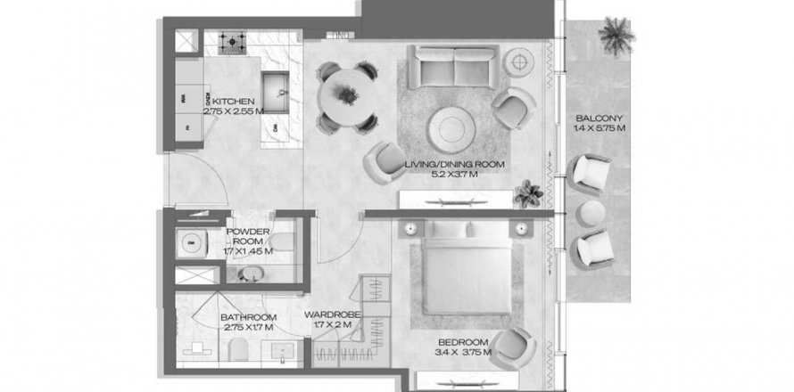 Apartment in DWTN Residences in Business Bay, Dubai, UAE 1 bedroom, 72.28 sq.m. № 630619