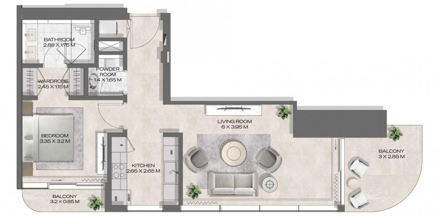 Apartment in DWTN Residences in Business Bay, Dubai, UAE 1 bedroom, 83.33 sq.m. № 630617