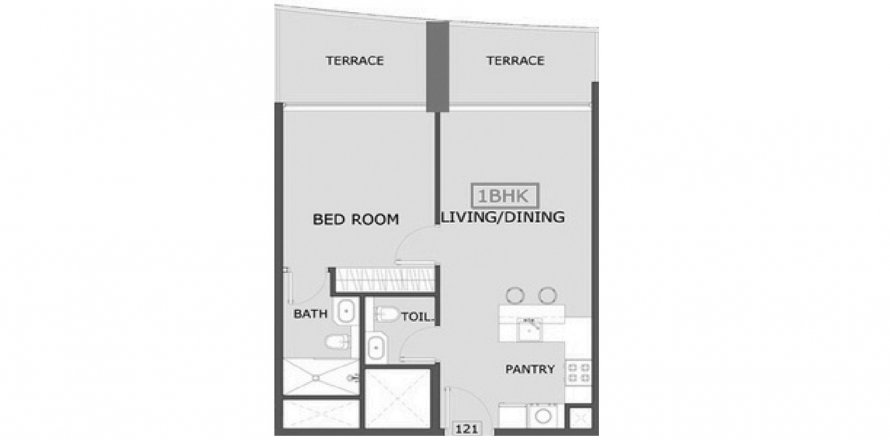 Apartemen di Coventry 2 di Dubai, UEA 1 kamar tidur, 65.22 m2 nomor 596517