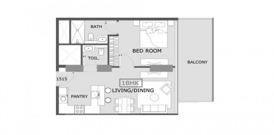 Apartemen di Coventry 2 di Dubai, UEA 1 kamar tidur, 64.94 m2 nomor 612991