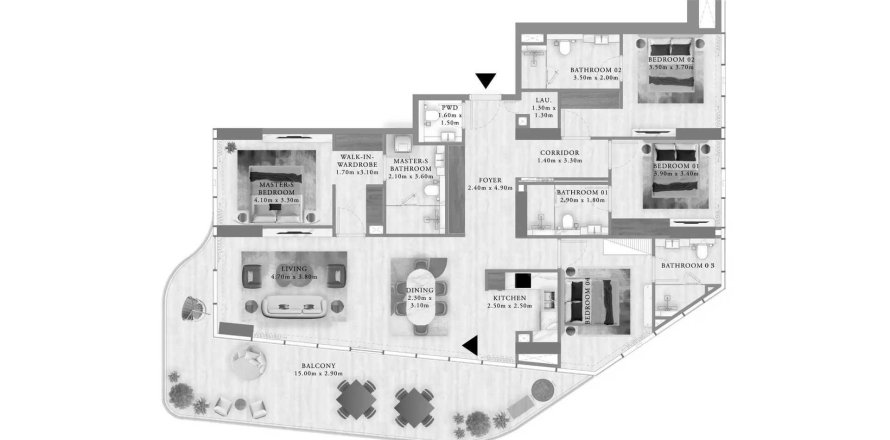 Квартира в Royal Yacht Club Residence в Дубай, ОАЭ 5 комнат, 214.09м2 № 709230