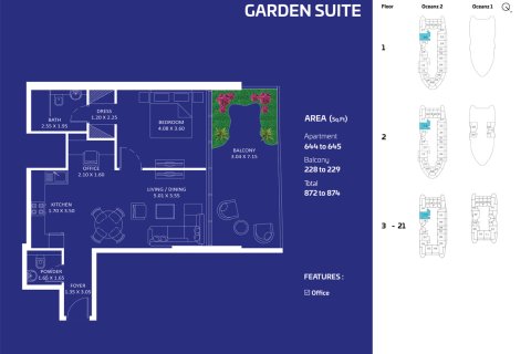 Διαμέρισμα σε OCEANZ σε Maritime City, Dubai, ΗΑΕ 1 δωμάτιο, 37 τ.μ. Αρ. 728631 - φωτογραφία 8