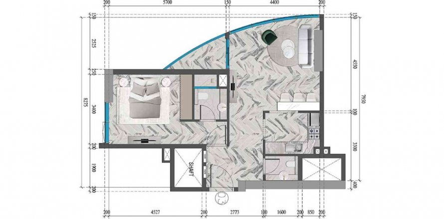 Byt v RED SQUARE TOWER v Jumeirah Village Triangle, Dubai, SAE 1 ložnice, 61.62 m² Č.: 380734